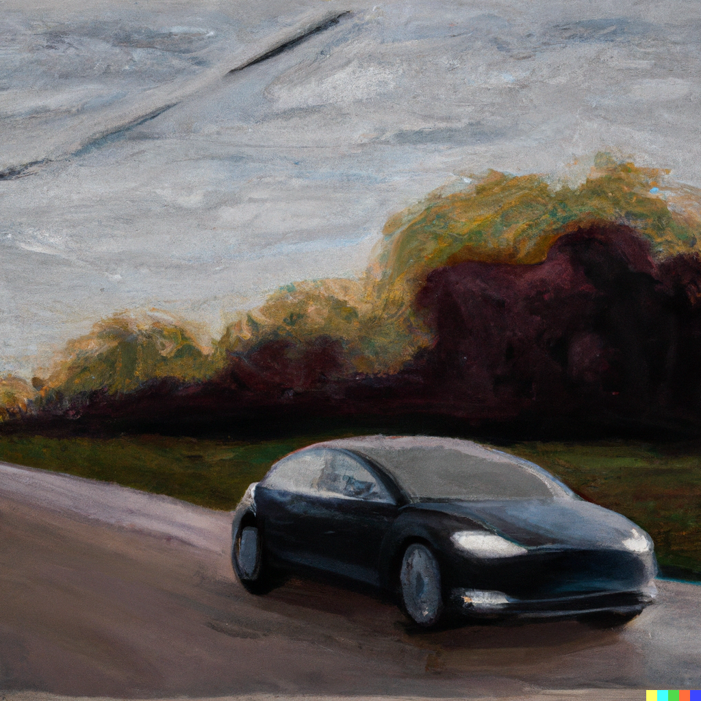 Painting of a Tesla Model 3